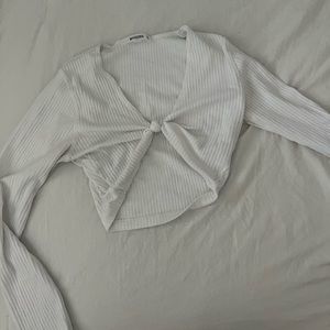 White Knot Front crop top